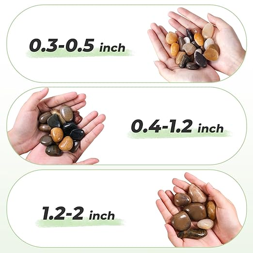 SIDONG 20 LB Mixed River Rocks, 0.4-1.2 Inches Highly Polished Pebbles for Indoor Plants, Decorative Stones for Plants, Fish Tank, Vases, Home Décor, Crafting, Garden Landscaping