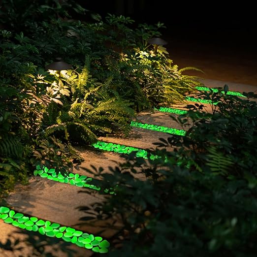 Glow in The Dark Rocks Outdoor, 500 pcs Green Solar Rocks for Landscaping, Outdoor Decor Glow in The Dark Stones, Glowing Pebbles for Garden Backyard Patio Lawn Pond Fish Tank Aquarium Decor