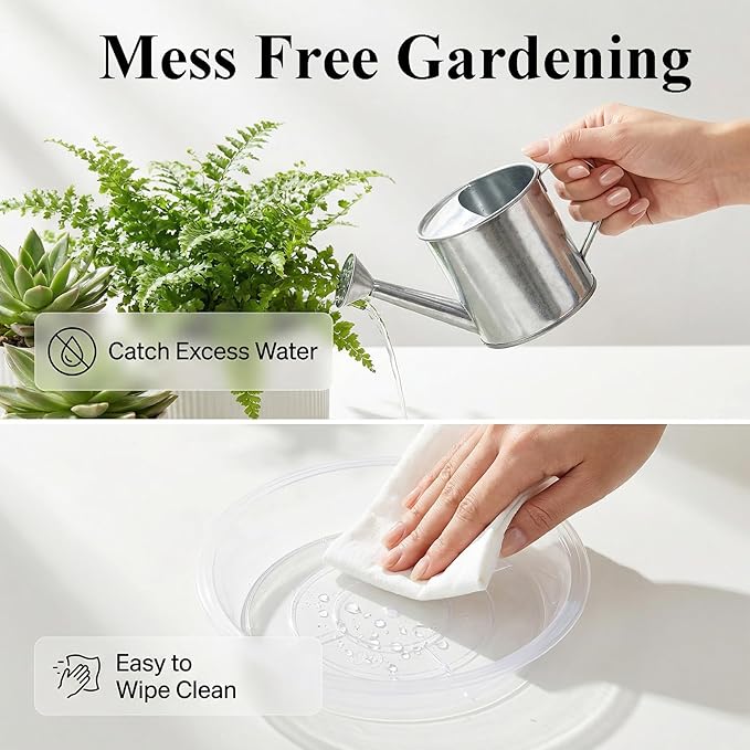 30 Pack Plant Saucer 5 Inches Plant Trays for Pots Plastic Round Drip Trays Flower Pot Saucers Clear Planter Water Tray Plant Drainage Tray, Clear