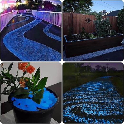 Glow in The Dark Rocks Outdoor, 200 pcs Blue Solar Rocks for Landscaping, Outdoor Decor Glow in The Dark Stones, Glowing Pebbles for Garden Backyard Patio Lawn Pond Fish Tank Aquarium Decor