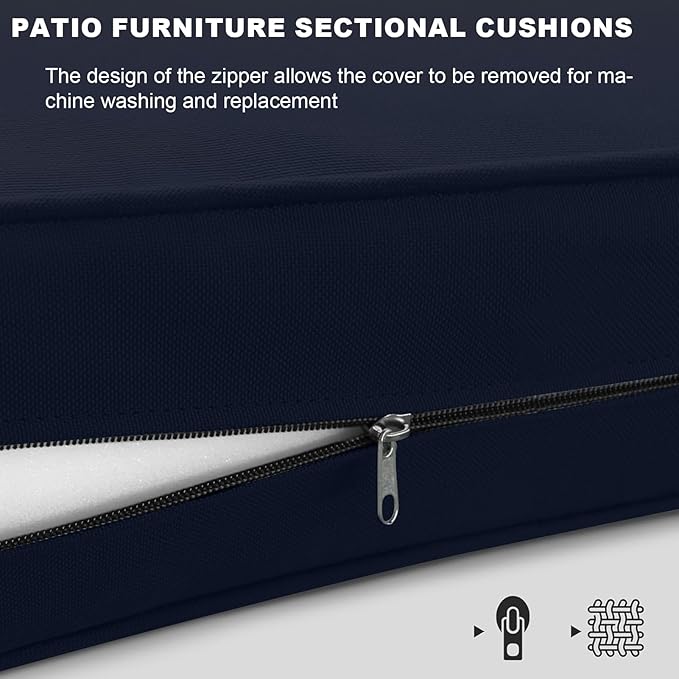 Patio Sectional Cushions, 14-Piece Replacement Cushions for Outdoor Furniture, Water-Resistant Outdoor Sofa Cushion for 6-Seat Rattan Wicker Sectional Conversation Sets (Navy Blue)