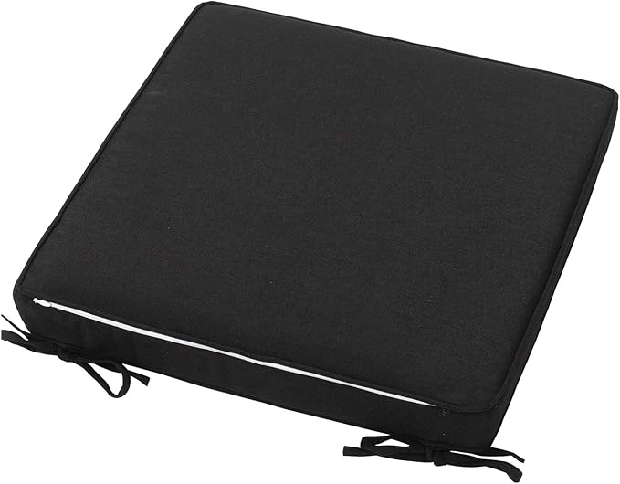 Magpie Fabrics Indoor Outdoor Waterproof Square Chair Cushion, 18" x 18" x 2.5", 2 Pack, Water Resistant Seat Cushions, for Patio Garden Office, Black