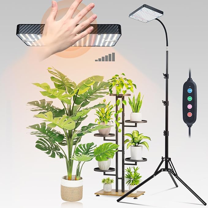 FECiDA Smart Control 25 Watt LED Grow Light with Stand, 4/8/12/16/20H Timer, Bright Enough Like A Small Sun Grow Lights for Indoor Plants, Bonsai Tree, 24"-64" Height Adjustable