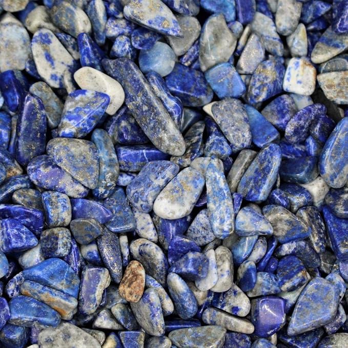 IMALY Lapis Lazuli Tumbled Chips Stone Polished Crushed Healing Crystal Quartz Pieces Irregular Shaped Stones for Home Decorative Stones Vases Plants Succulents 0.5lb