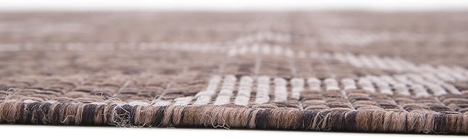 Unique Loom Outdoor Trellis Collection Area Rug (8' x 11' 4" Rectangle, Brown/ Ivory)