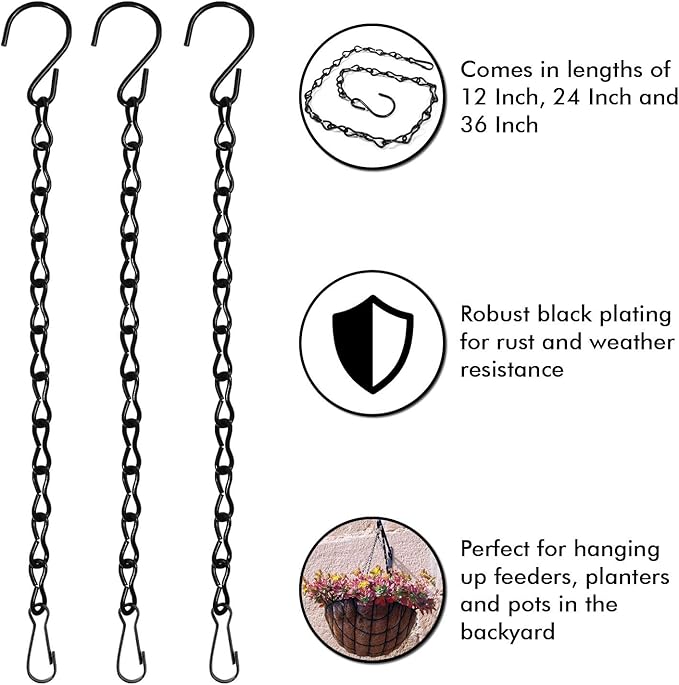 4 Pack 36 Inches Hanging Chain for Bird Feeders, Planters, Birdbaths, Billboards, Lanterns, Chalkboards, Decorative Ornaments (36 Inch 4pc)