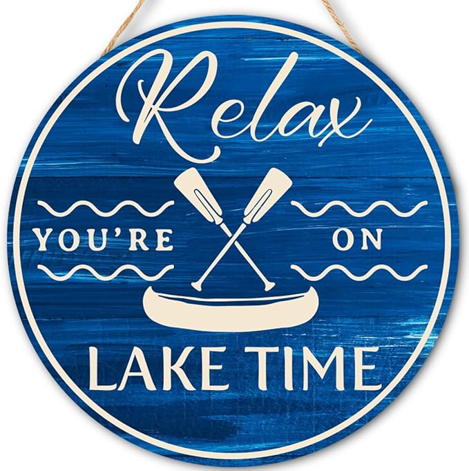 Lake Gifts Wood Hanging Sign for House Home, Lake Life Wall Decor Sign for Bedroom Bathroom Living Room