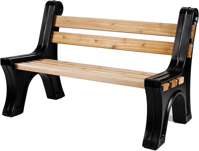 RTS Home Accents Custom Length Lightweight Indoor or Outdoor Bench Ends with Backrest (Wood & Screws Sold Separately), Black
