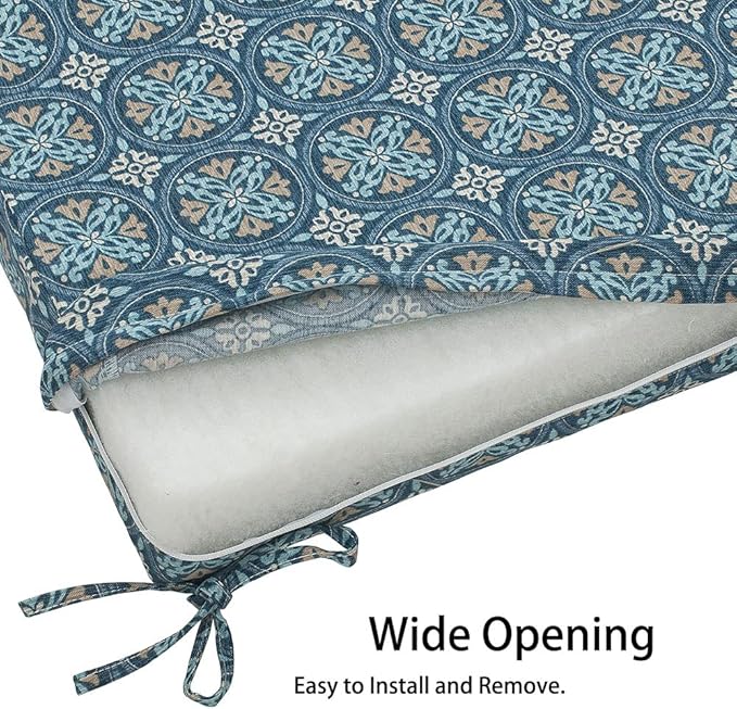 Magpie Fabrics Indoor Outdoor Cushion Cover Replacement 2 Pack, NO Insert! Water Repellent Slipcover with Ties Decor for Patio Garden Chair Seat Sofa Bench Wicker(Morgan Medal Blue, 20x18x4 Inch)