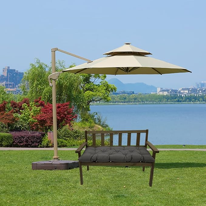 Srutirbo Waterproof Indoor/Outdoor Bench Cushion Garden Non-Slip Swing Chair Cushion, Loveseat Cushion for Patio Furniture Swing Wicker Garden Bench, Indoor Lounger Seat (Dark Grey, 47x19in)