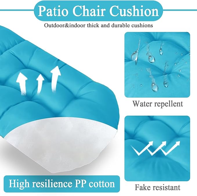 Adirondack Chair Cushion, Waterproof Outdoor Seat Cushions for Patio Furniture, Thick High Back Replacement Pad for Porch Lawn Wicker Dining Desk Chair, Rocking Chair Cushion, Teal
