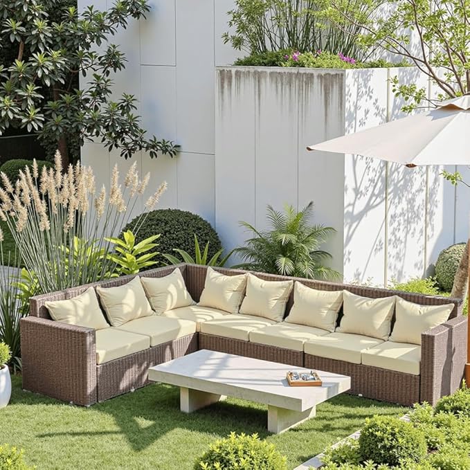 Outdoor Seat Cushion Set 22 x 22 x 4 Inch, Waterproof & Fade Resistant Patio Furniture Cushions with Removable Cover and Ties, Thick Deep Seating Pads for Outside Chair Sofa Couch, Yellow