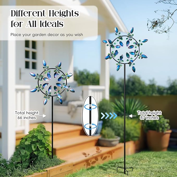 Large Wind Spinners Outdoor, Kinetic Metal Wind Spinners for Yard and Garden, Gift for Family or Friends(30'' H x 87'' H)