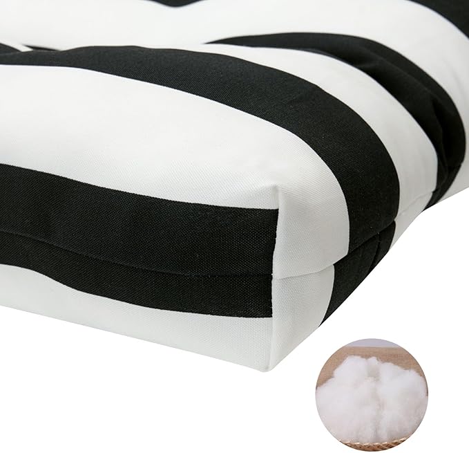 FUNHOME Outdoor Bench Cushion 45 x18 inch with Non-Slip Grips,Water Resistant Porch Swing Cushion,Bench Pillow Pads,Tufted Cushions for Patio Garden Furniture,45" Seat Cushions(Black White)
