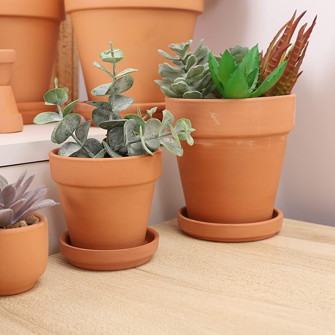 Yishang 30pcs Terra Cotta Saucer, 3-inch Small Mini Clay Pots Tray, Suitable for 3inch, 2.5inch, 2inch Succulents Nursery Pots