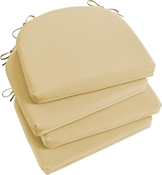 Basic Beyond Outdoor Chair Cushions Set of 4, Outdoor Cushions for Patio Furniture, Water Resistant Patio Chair Cushions with 2 Ties, 17x16x2, Khaki
