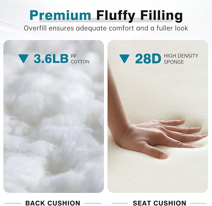 Belord Luxury 4" Thick Outdoor Cushion 7 Set - 22 x24 Inch 28D Sponge Filling Fade-Resistant Chair Cushion, Spill Proof Removable Patio Furniture Replacement Cushions for Sofa Bench Swing - Turquoise