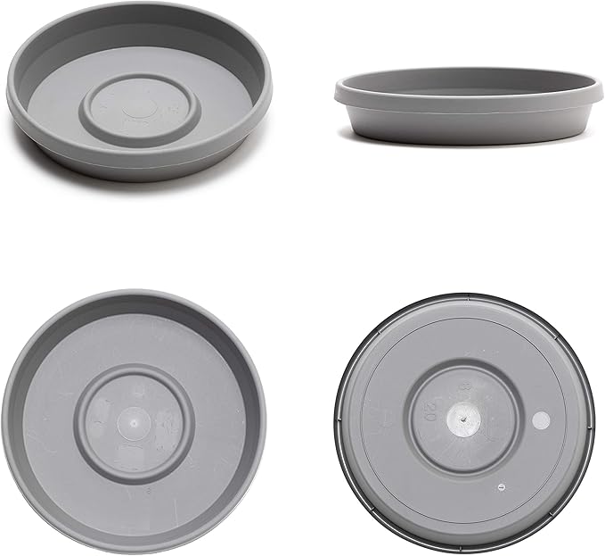 Bloem Terra Resin Saucer Tray: 4.75" Bottom Width - Charcoal Gray - Matte, Durable, Ribbed Bottom, Indoor and Outdoor, Fits 6" Terra Pots