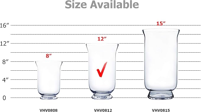WGV Unique Bouquet Vase Bulk, 7" W, 12" H, Clear Short Hurricane Glass Candle Holder, Floral Planter Terrarium, Home Wedding Event Decor, 6 Pieces (VHV0812)