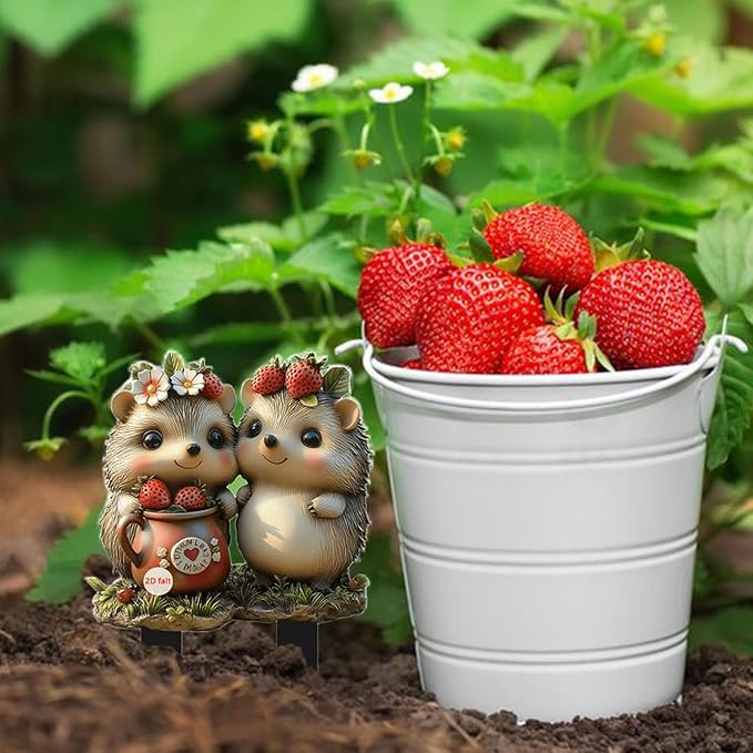 Cute Hedgehogs Garden Stake Decor, Stained Acrylic 2D Flat Animal Sign, Small Animal Ornament Indoor Outdoor Yard Lawn Pot Plant Decorative Accessories