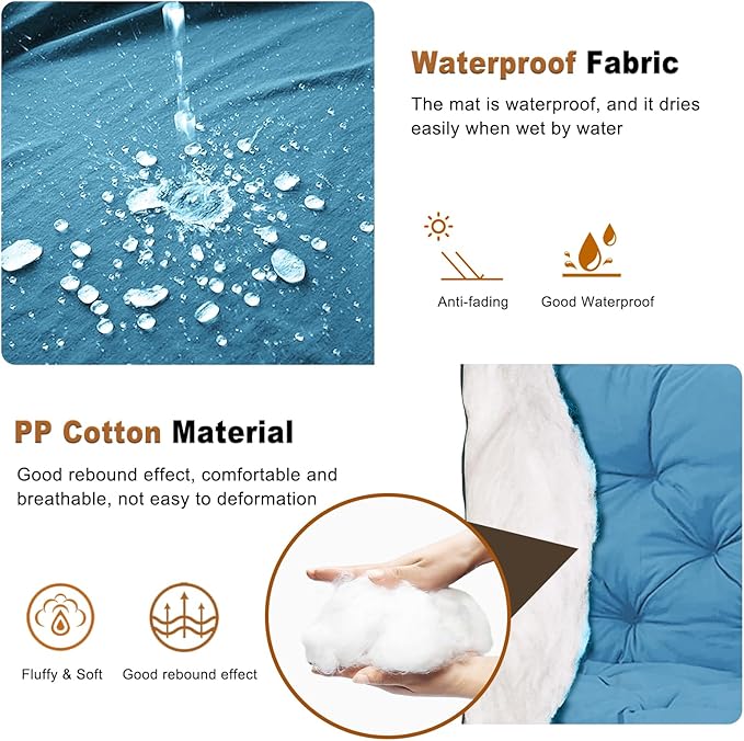 2-3 Seat Swing Replacement Cushion, Outdoor Bench Cushions with Backrest Thicken 4", Patio Furniture Garden Porch Loveseat Glider Pad Anti-Fading Waterproof (Sky Blue, 40x40in)