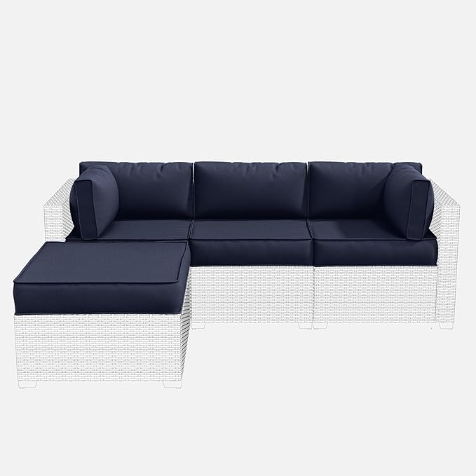 Patio Furniture Cushions, Replacement Outdoor Cushions for 4-Seat Patio Furniture, Waterproof Cushions for Outdoor Sectional Sofa Couch, Navy