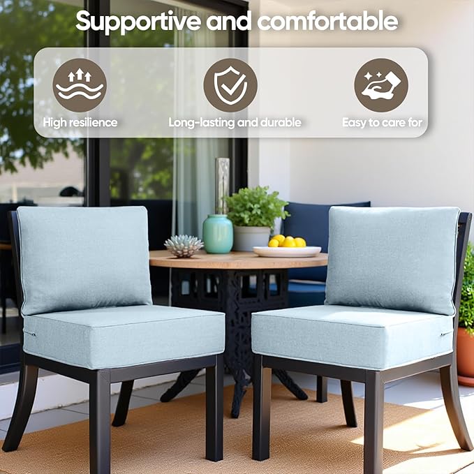 6" Thick Outdoor Cushion, 24*24*6" Patio Furniture Cushions with Waterproof Patio Furniture Cushions with Removable Cover, 28D High Density Patio Cushion for Outdoor Furniture, Baby Blue-1pc