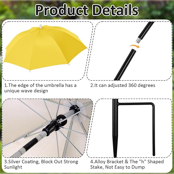 Plant Umbrellas for Outdoor Plants 24.8 Inch Garden Shade Cover Sun Protection Umbrella Space Saving Garden Umbrella Shade Canopy for Potted Plants Bed Flower Pot