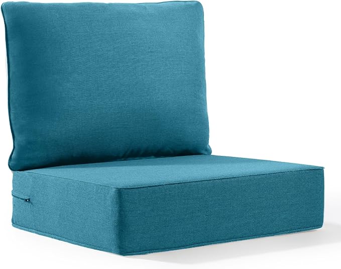 Outdoor Cushion Set for Furniture patio furniture,UV Resistant,Waterproof outdoor cushion set - 6 Inch thick foam garden cushions– 24x24 Inch Patio Seat Covers for Chair/Sofa/Couch | Turquoise | 1-pcs