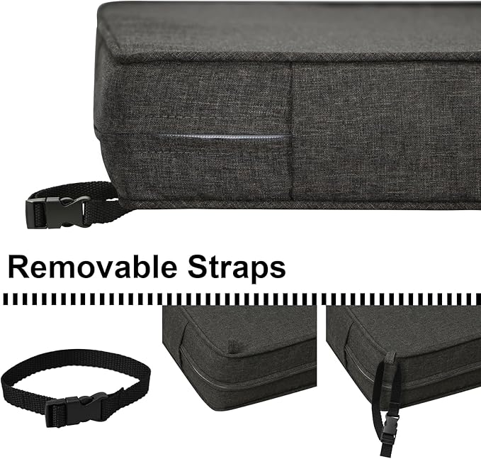 Outdoor Loveseat Cushion Set 44'' x 24'', Outdoor Cushions for Patio Furniture with Fastness Cover, Water Repellent Outdoor Seat Cushion and Couch Back Cushions for Bench, and Swing (Solid Dark Grey)