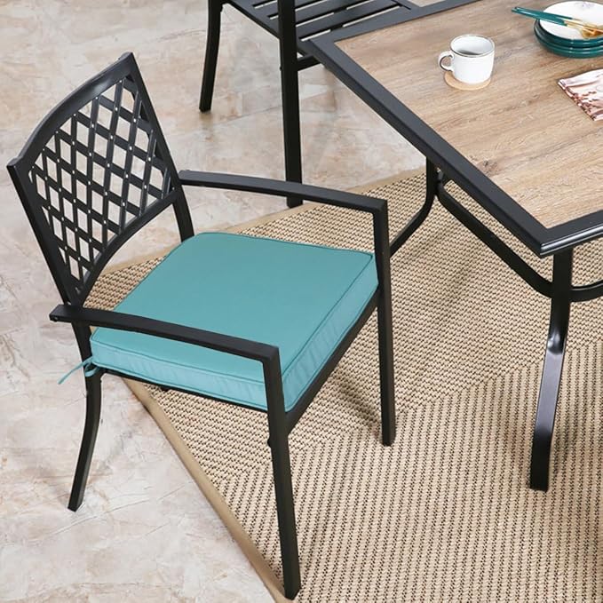 Outdoor Chair Cushions 18x18 Inch,Set of 2,Water Resistant Chair Pads with Ties,Square Seat Cushion 18"x18"x2.5",Patio Chair Cushion for Garden,Backyard Furniture(Teal)
