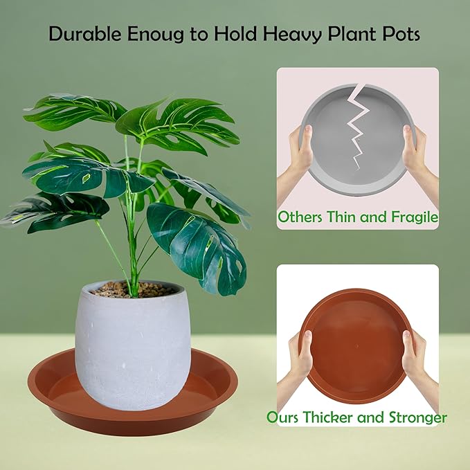 4 Pack 16 Inch Round Plant Saucers for Less 14 Inch Pot Indoors Outdoors Plant Trays for Pots Planter Saucer Plastic Drip Tray Planter Water Tray(Terracotta, 16"(4pcs))