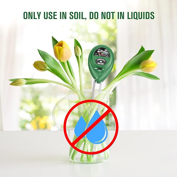 Atree Soil pH Meter, 3-in-1 Soil Tester Kits with Moisture,Light and PH Test for Garden, Farm, Lawn, Indoor & Outdoor (No Battery Needed)