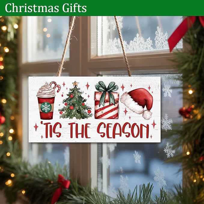 Christmas Door Hanger for Winter Season, Christmas Door Decoration Sign