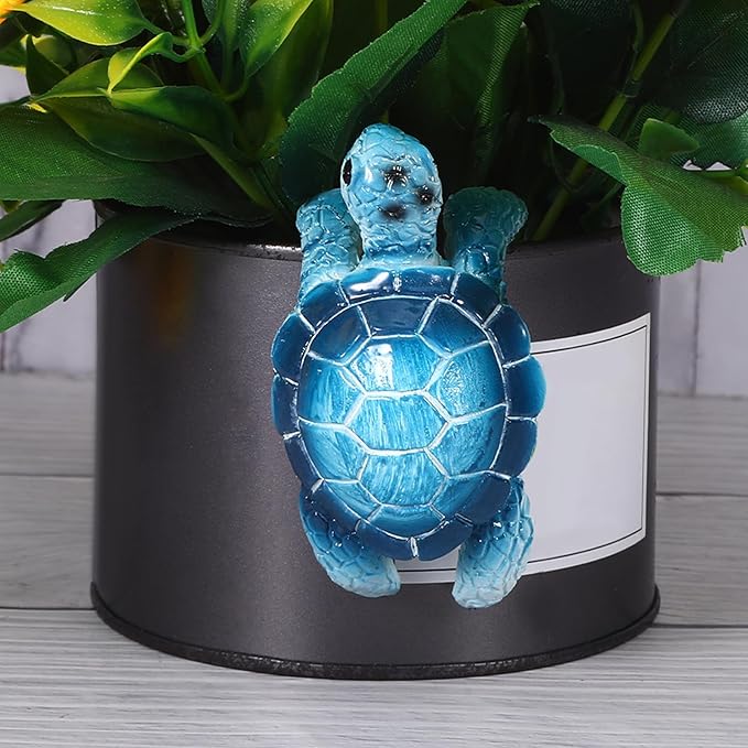 Sea Turtle Figurines Plant Decorations for Pots, Tortoise Plant Pot Decor, Hanging Resin Turtle Decor Planter Decorations for Bonsai Succulents Aquariums, Creative Gifts for Plant Lovers