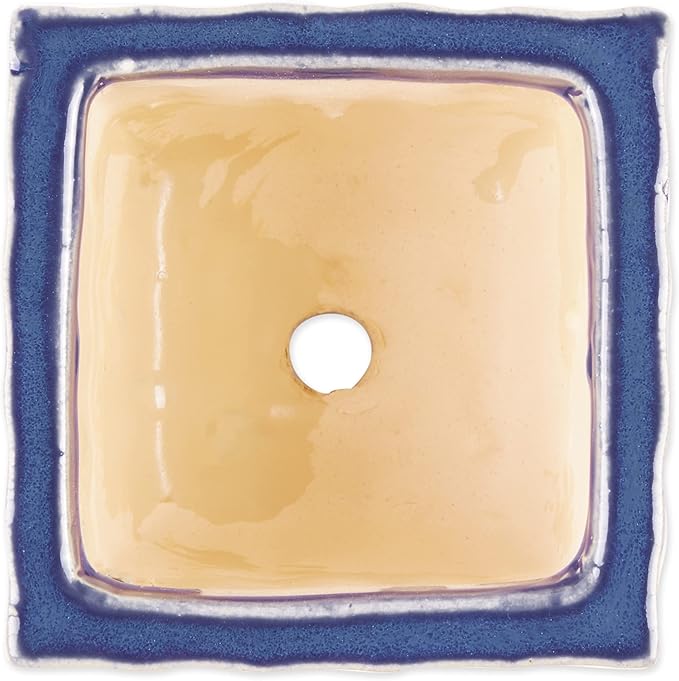 Accent Plus Blue Square Ceramic Small Planter (Set of 3)
