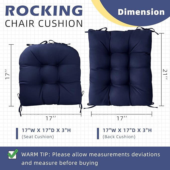 Set of 1 Indoor Outdoor Chair Cushion Waterproof High Back Rocking Chair Cushions Soft Patio Chair Pad for Lounger Recliner Chair Sky Blue