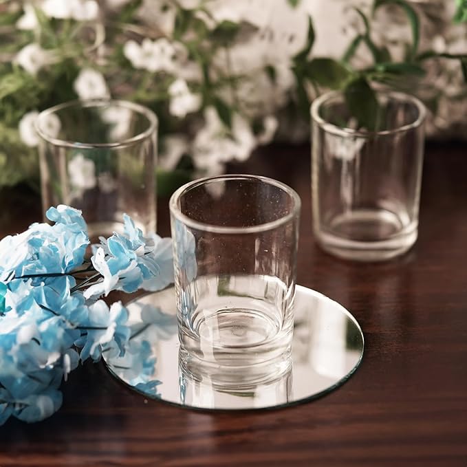WGV Tea Light Votive Candle Holder 2x2.4, Clear Tiny Utility Cylinder Glass Vase, Small Planter Terrarium for Home Accent Decor, 6 Pieces