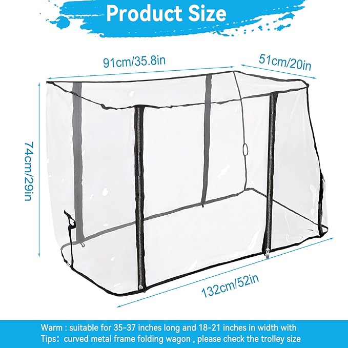 Wagon Cover for Rain, Universal Rain Cover Water Proof Wind Cover Stroller Baby Trend Quad Radio Flyer Wagon Rain Cover Trolley Cart Accessories for Outdoor Garden Camping Picnic