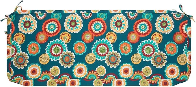 Magpie Fabrics Patio Bench Cushion Cover 48x18x3 Inch, NO Insert! Water Resistant Outdoor Loveseat Replacement Cover with Zipper (Floral Green)