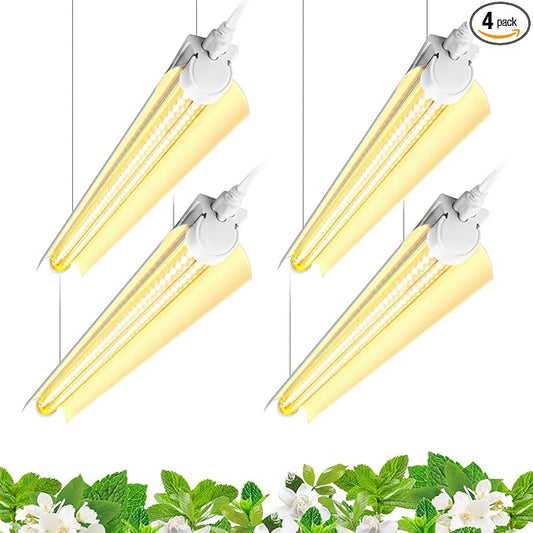 Barrina Grow Light Bulb, 96W(4 x 24W), Full Spectrum 2FT LED Grow Light, V-Shape T8 LED Grow Light Strips, Plant Lights for Indoor Plants, 4-Pack