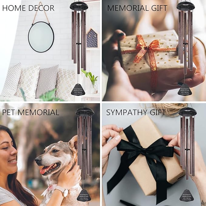 Astarin Sympathy Wind Chimes Outdoor Large Deep Tone,36" Handmade Large Wind Chimes Outdoor Tuned Relaxing Melody, Memorial Windchime Unique Outdoor Personalized for Garden Decor, Bronze (A Free Card)