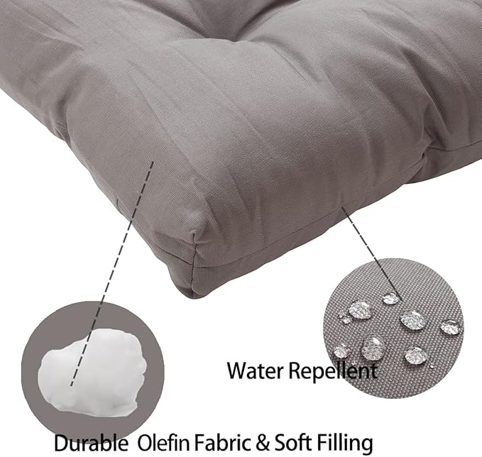 FUNHOME Outdoor Bench Cushion 48 x18 inch with Non-Slip Grips,Water Resistant Porch Swing Cushion,Bench Pillow Pads,Tufted Cushions for Patio Garden Furniture,48" Seat Cushions(Granny Gray)
