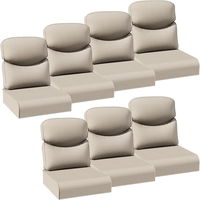 Joyside Outdoor Chair Cushions Set, 24x24 Inch Smile Patio Furniture Cushions, 6’’ Thick, Water Resistant & Fade Resistant, Outdoor Replacement Cushions for Seat and Sofa