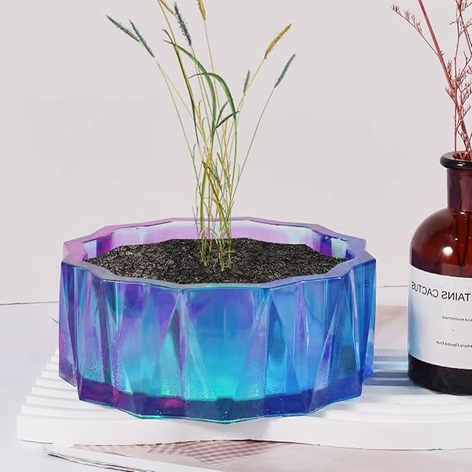 Origami Flower Pot Silicone Mold Succulent Striped Planter Vase Concrete Mold Plaster Epoxy Resin Cement Clay Storage Box Mould