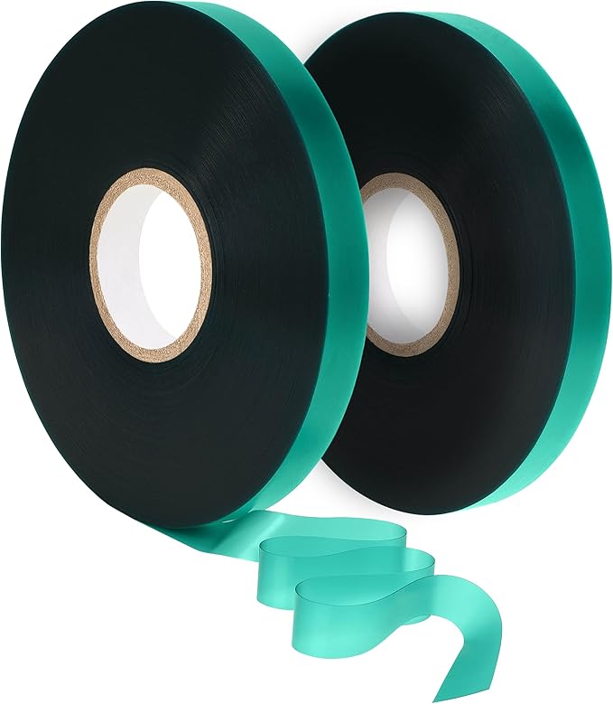 Stretch Tie Tape Roll - 2 Pack Total 300 Feet 1/2" Non-Adhesive Garden Staking Tie Roll Thick Sturdy Stretchable Garden Plant Tape Green Vinyl Plant Ribbon for Tomatoes, Grapes, Flowers and Trees