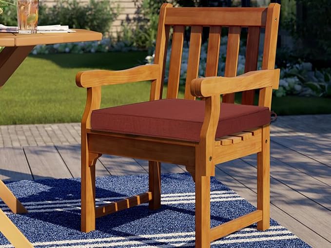 Outdoor Chair Cushions 18x18 Inch,Set of 2,Water Resistant Chair Pads with Ties,Square Seat Cushion 18"x18"x2.5",Patio Chair Cushion for Garden,Backyard Furniture(Dark Red)