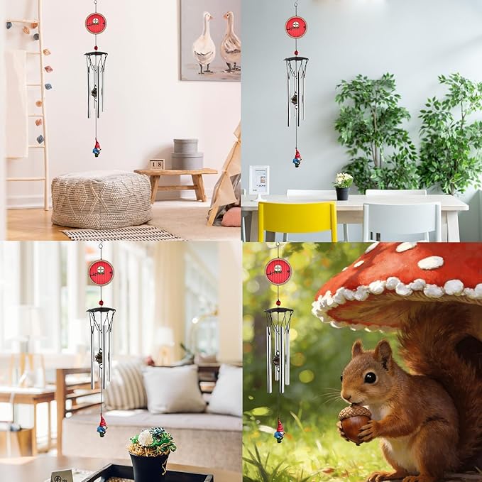 Wind Chimes for Outside 24" Red Fairy Garden Door Wind Chimes Outdoor Home Patio Garden Decor Windchimes Outdoors Gift Ideas for Women Mom Grandma Sisters
