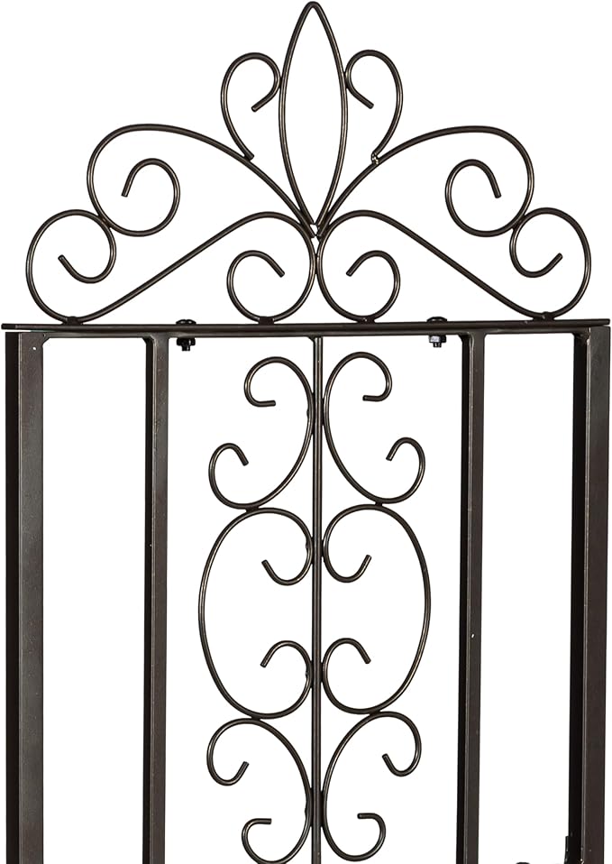 Evergreen Garden Montebello Metal Plant Stand with Lattice Trellis for Climbing Plants, Floor Tall Plant Stand Indoor and Outdoor for Patio, Porch, Garden