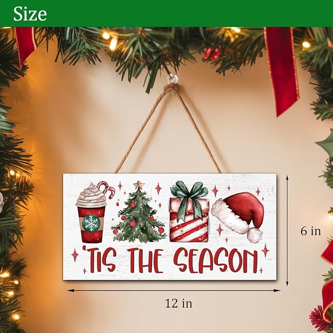 Christmas Door Hanger for Winter Season, Christmas Door Decoration Sign